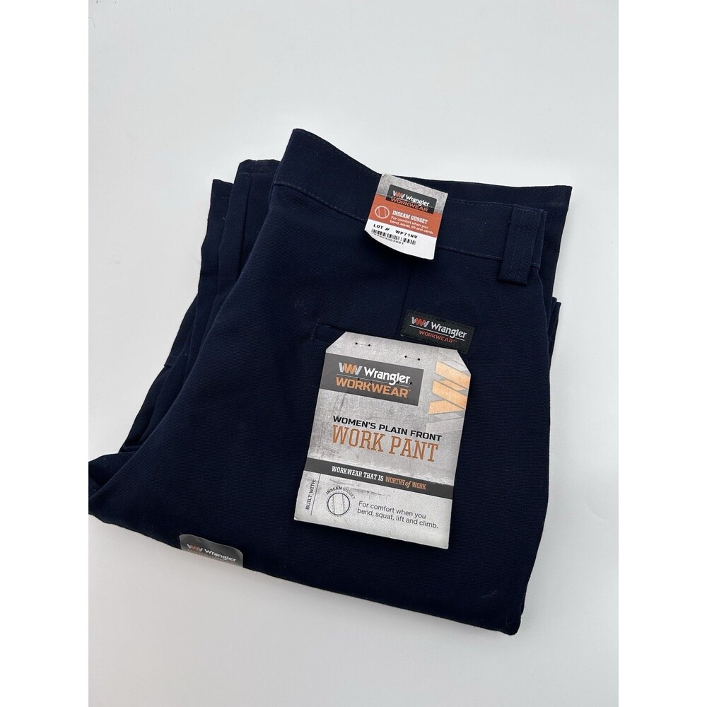 Wrangler Workwear Women’s Plain Front Work Pants Navy Blue Size 10